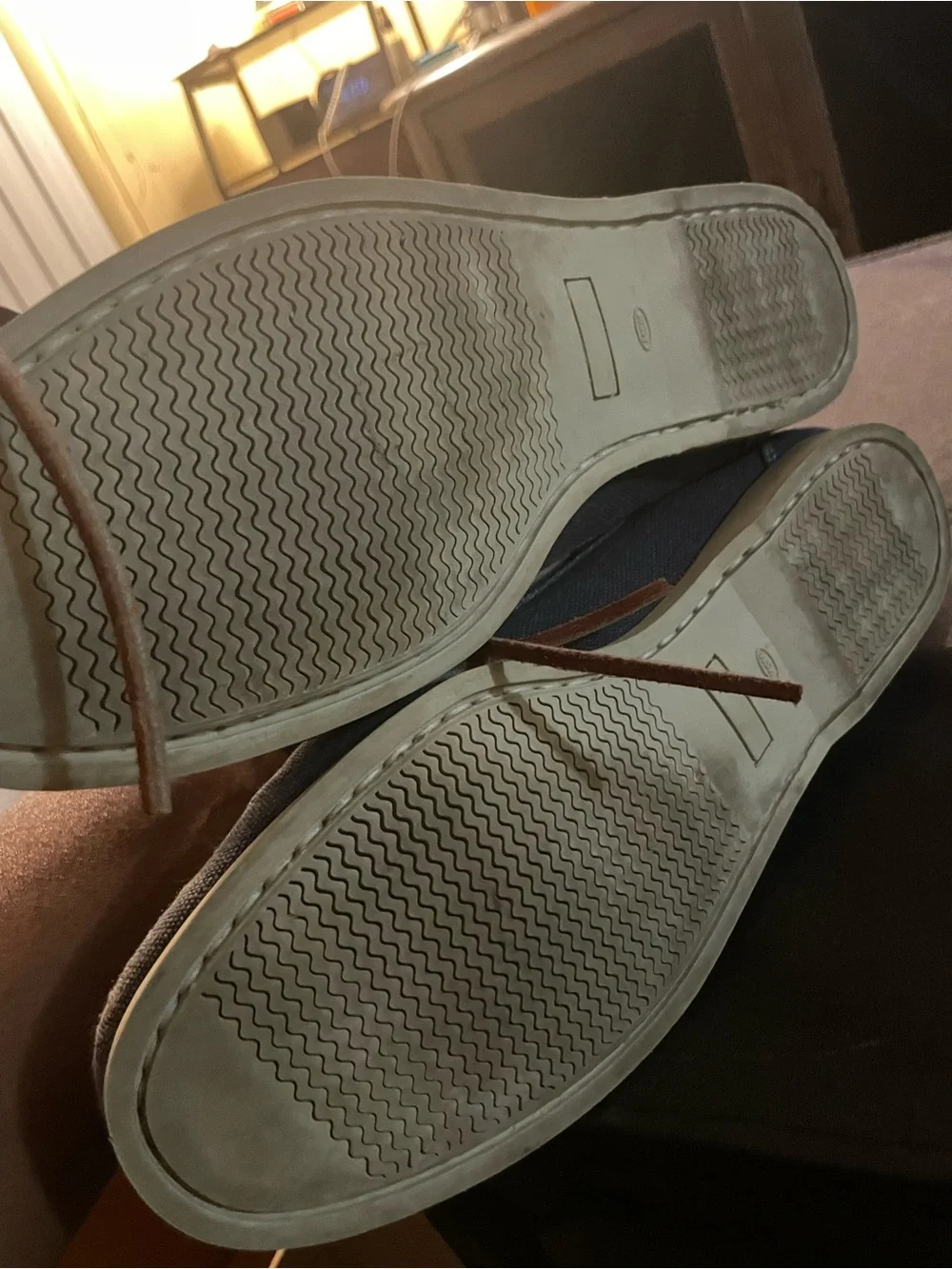 Peter Millar Men's Navy Canvas Boat Shoes with Brown Laces